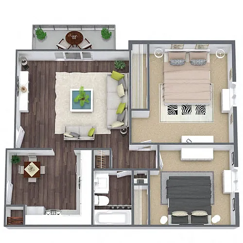 Floor plan B1: 2 Bed 1 Bath