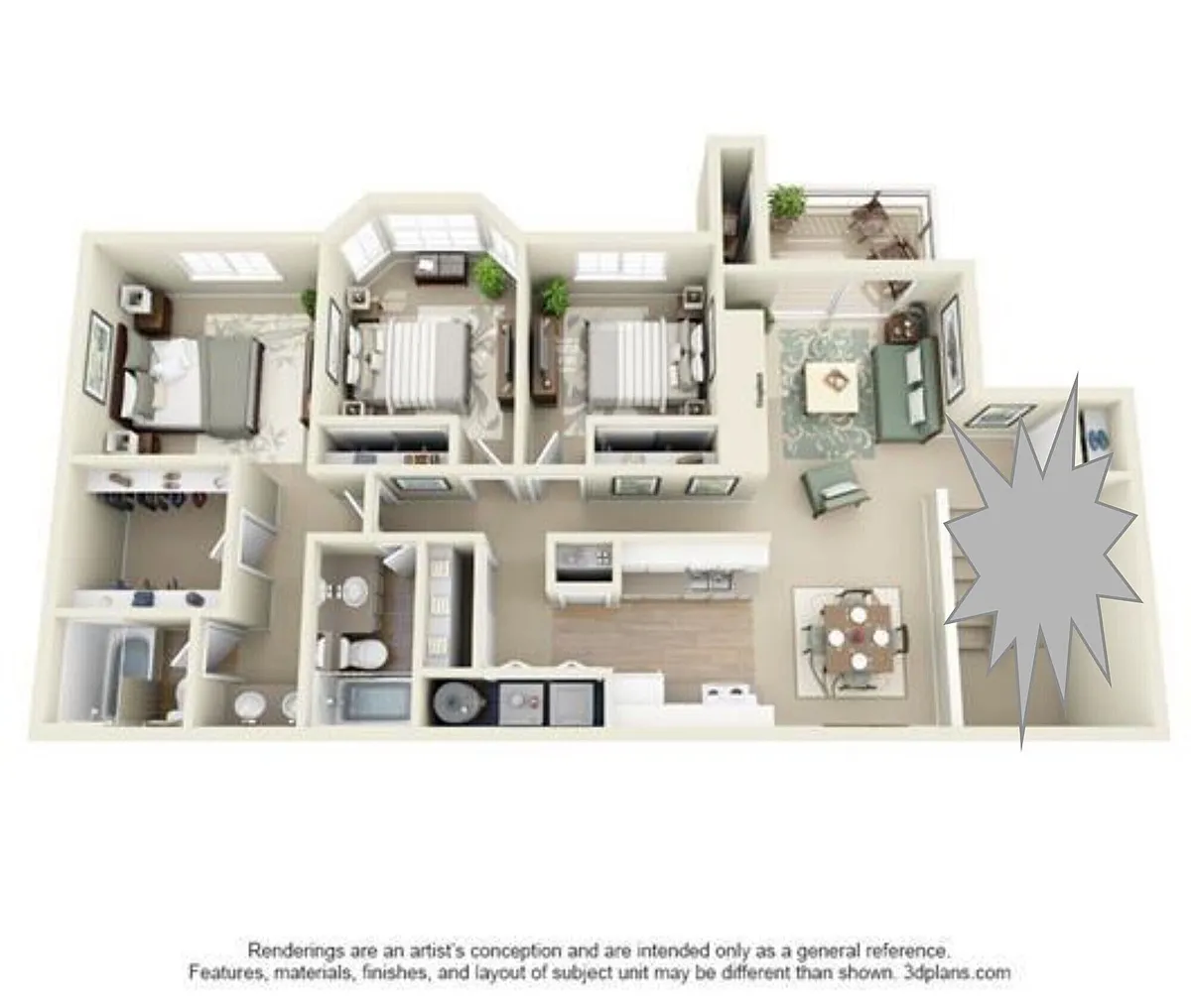 Floor plan 3/2-BR