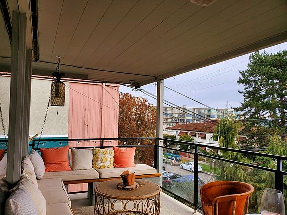 Full east facing deck that the expands the width of the building