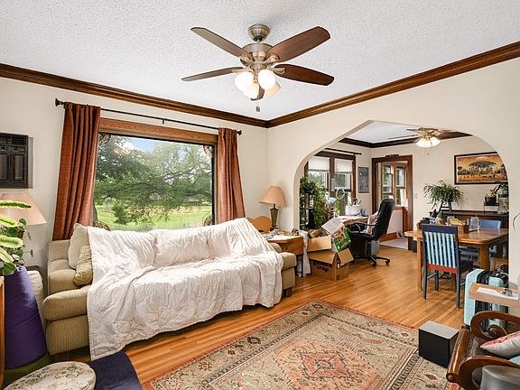Living room and connected dining room.