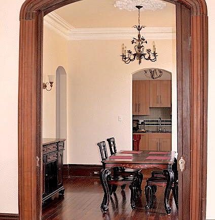 View from front room into kitchen
