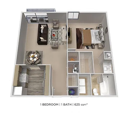 Floor plan One Bedroom - 625 sqft