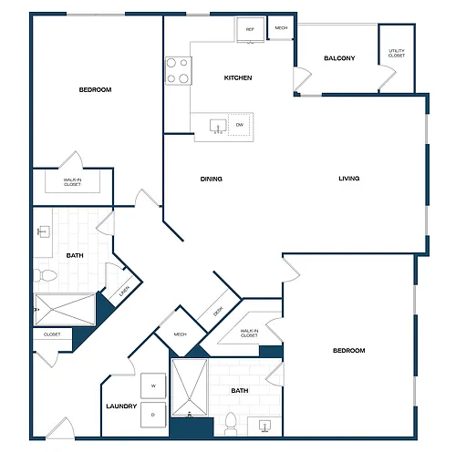 Floor plan 2 Bed/2 Bath-B2
