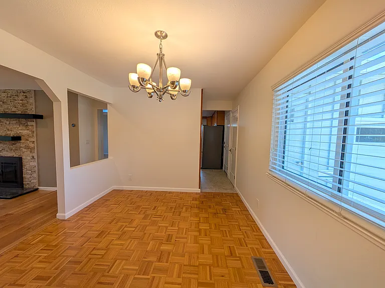 Dining room facing kitchen.