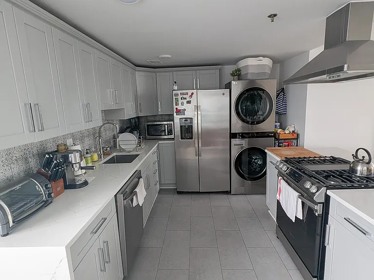 Kitchen view from staircase entrance