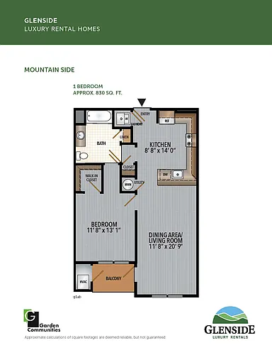 Floor plan $3.12/sq.ft. - One Bedroom