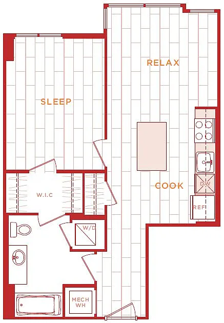 Floor plan 1 Bed/1 Bath s-a05