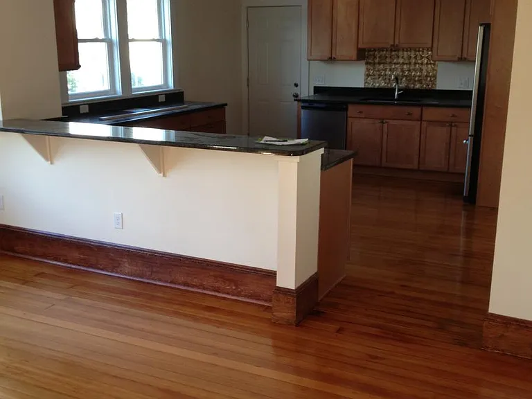 View of dining room and kitchen