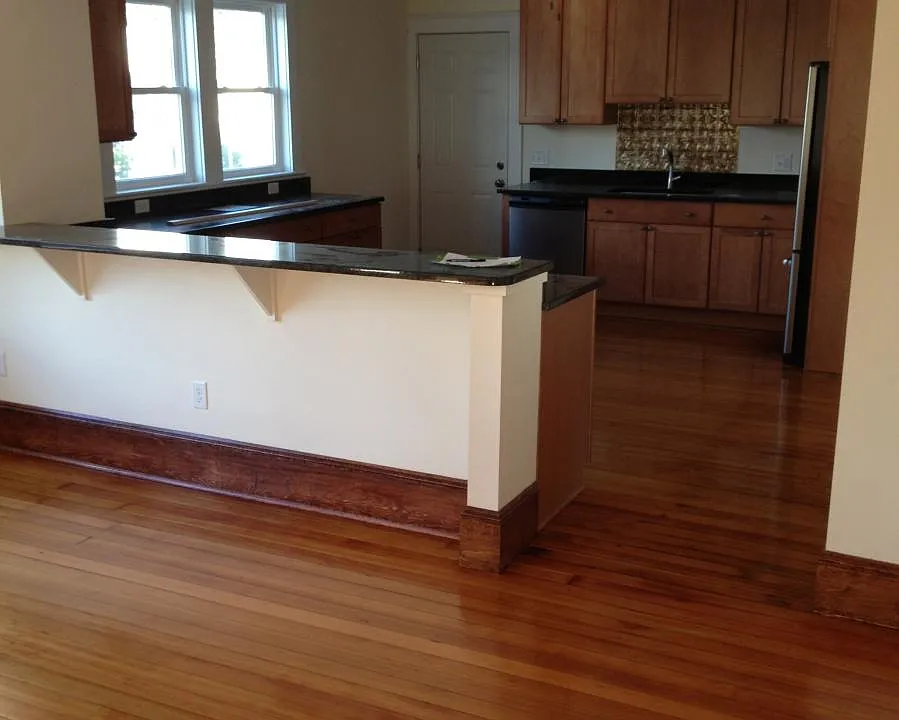 View of dining room and kitchen