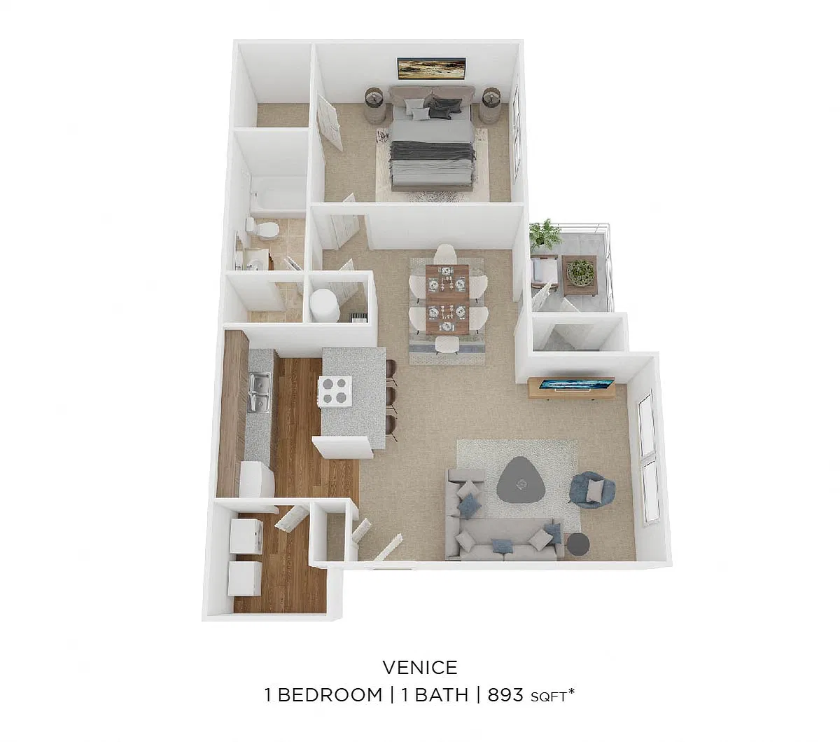 Floor plan One Bedroom-895 sqft