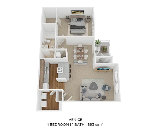 Floor plan One Bedroom-895 sqft