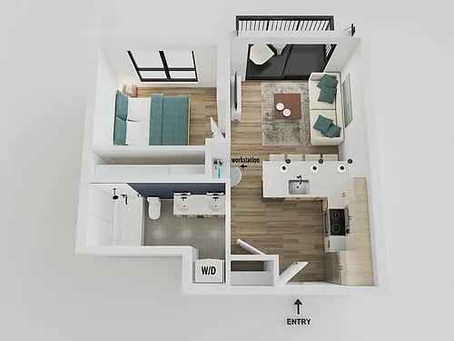 Floor plan 1BR/1BA - Kemble