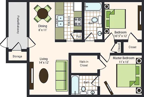F | 2x2 | 933 sq ft F | 2x2 | 933 sq ft