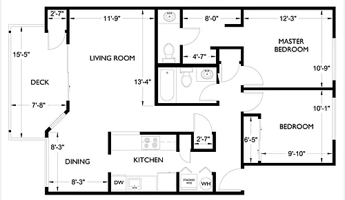 Floor plan 2 Bed 1.5 Bath