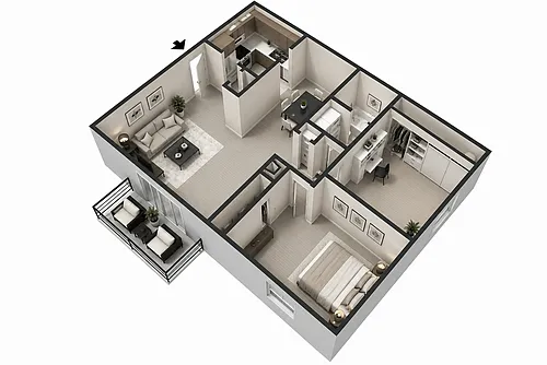 Floor plan Two Bedroom, One Bath