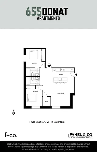 Floor plan 2 bed, 2 bath