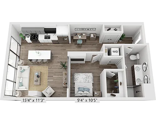 Floor plan One Bedroom A1W