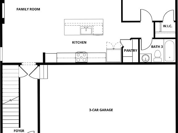 The first floor of the Trinidad has the chef ready kitchen and spacious family room.