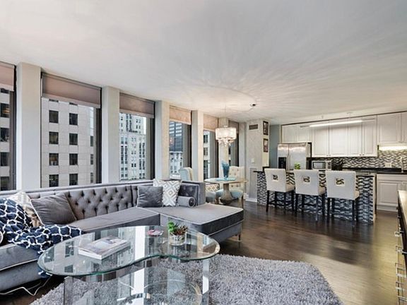 Living room with open concept kitchen