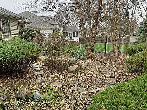 Landscaped backyard.