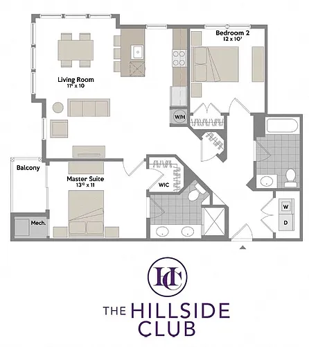 Floor plan 2 Bedroom 2 Baths