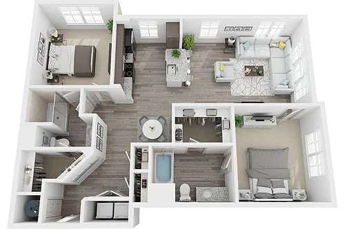 Floor plan 2A2 2 Bedroom 2 Bath