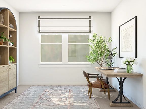 Home office with double barn doors