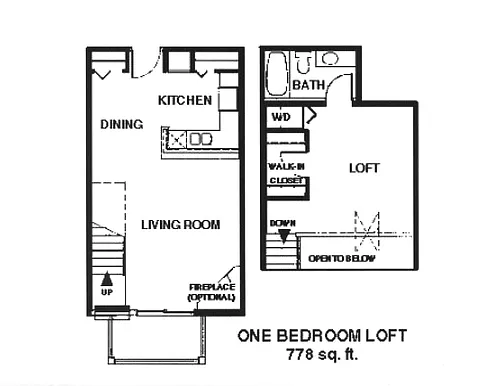 Floor plan One Bedroom Loft