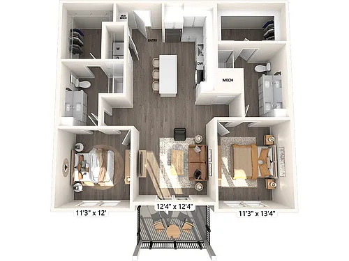 Floor plan B1-1175sf-212-412