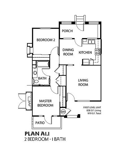 Floor plan Two Bedroom One Bath