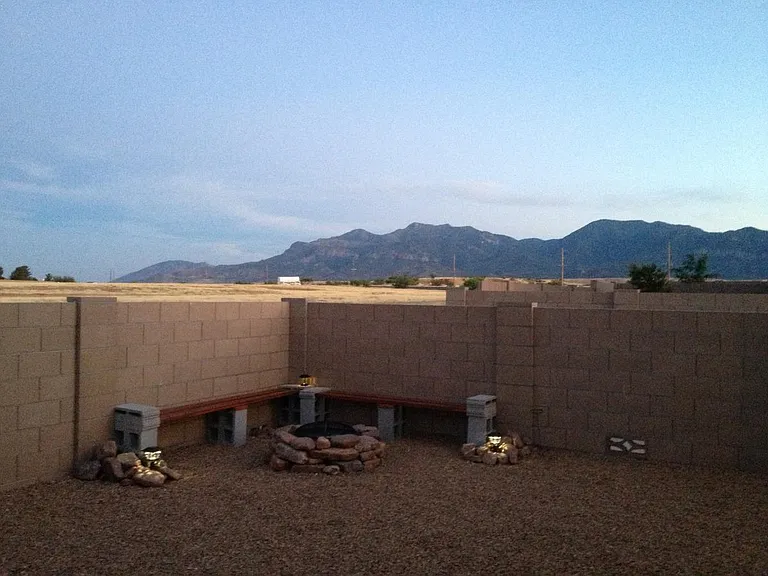 Backyard View and Fire Pit
