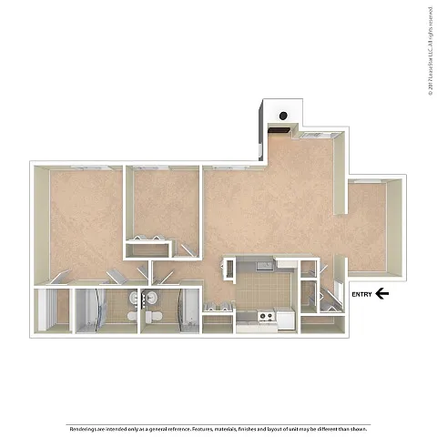 Floor plan 2 X 2 Den Brandywine Apartments 2