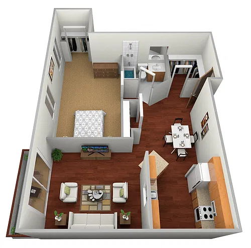 Floor plan 1 Bedroom, 1 Bathroom