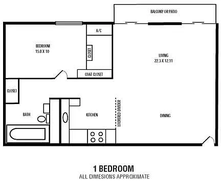 Floor plan 1Bedroom 1Bathroom
