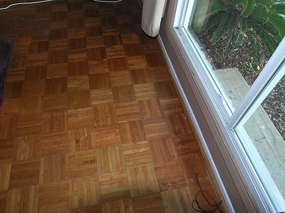 Parquet wood floor in living room