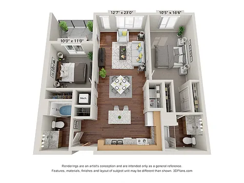 Floor plan Two Bedroom - 2B