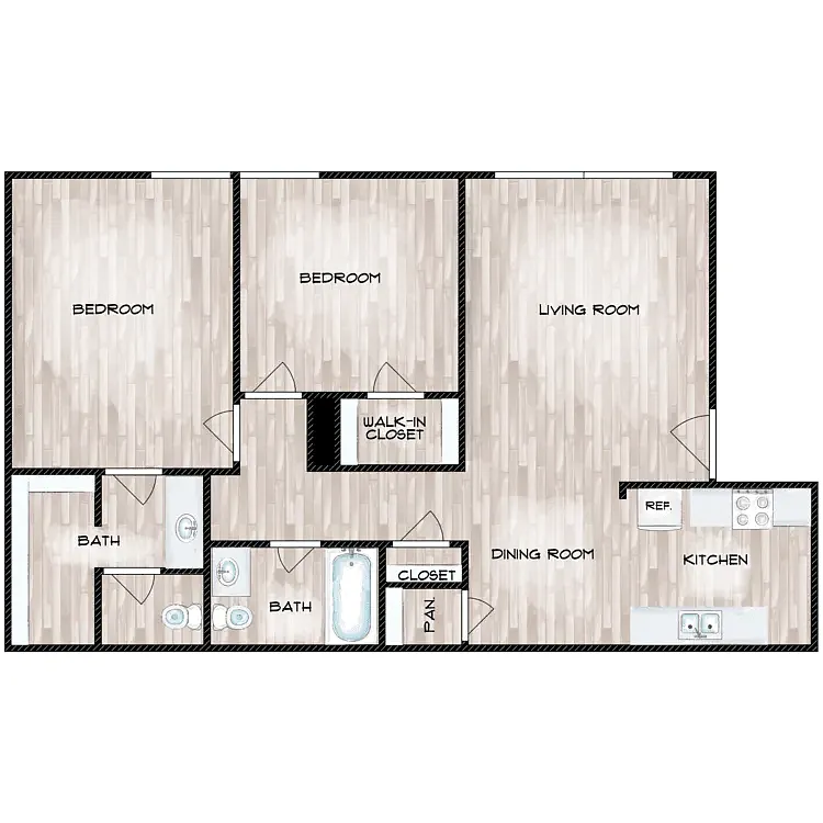 Floor plan 2 bed 2 bath