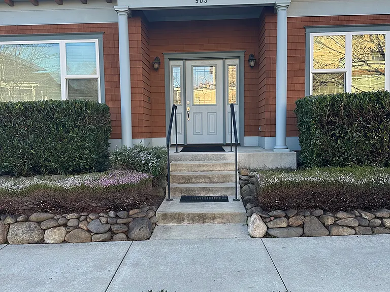 Front door along Plum Ridge Drive