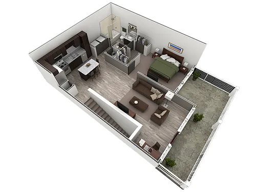 Floor plan 1 BR Designer Overlook