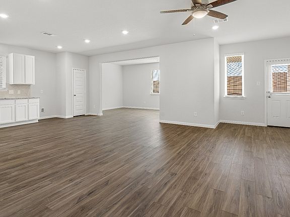 Family Room to Dining Area, Flex Room, and Kitchen