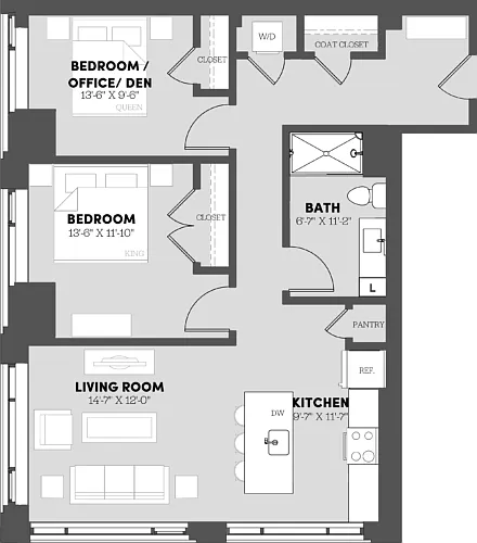 Floor plan 1 Bed/1 Bath-A8