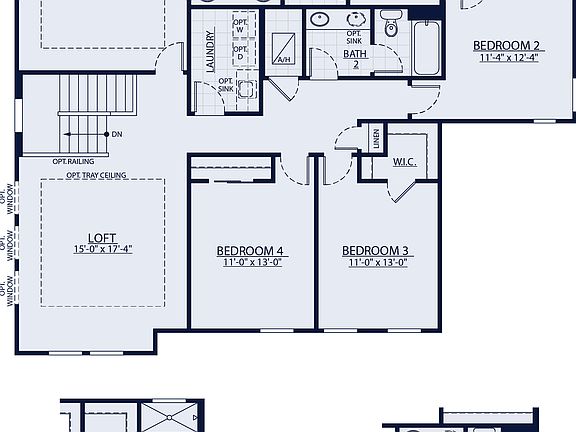 Sawgrass floor plan second floor and structural options William Ryan Homes Southwest Florida