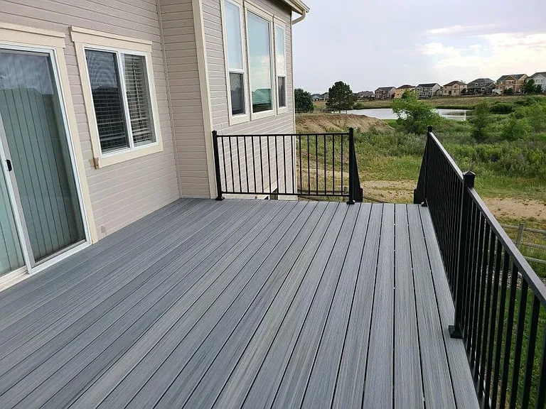 New Trex rear deck; Eagle Lake is in the background.