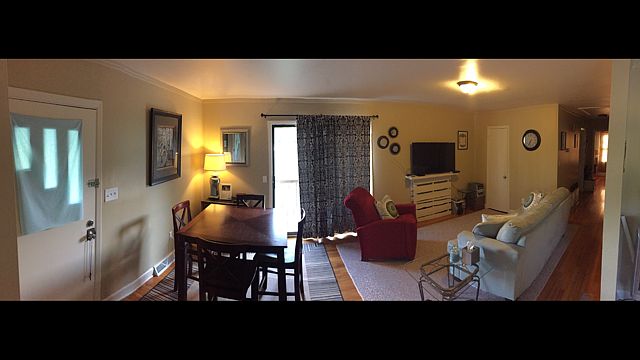 living room furnished from previous tenant as sample layout;