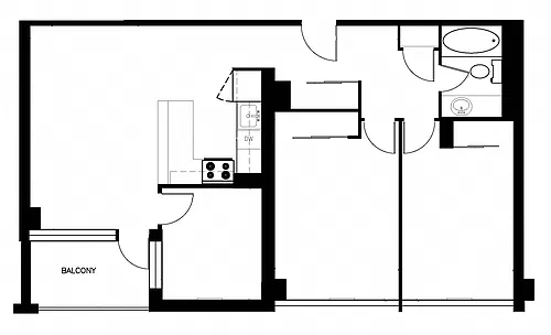 Floor plan 2 Bed Den 1 Bath A