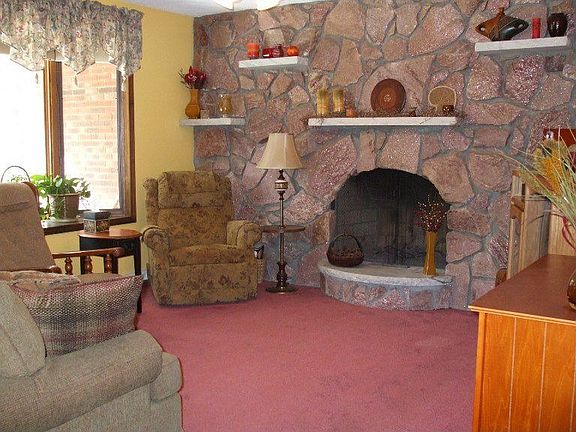 Stone fireplace