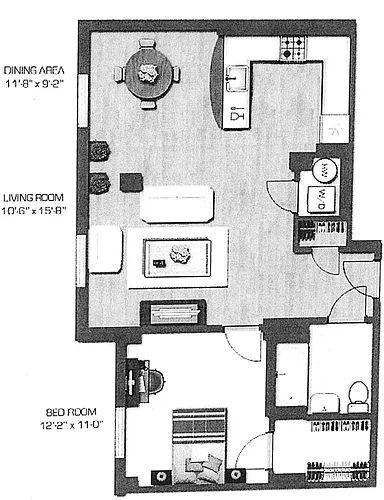 Floor plan One Bedroom, Type F