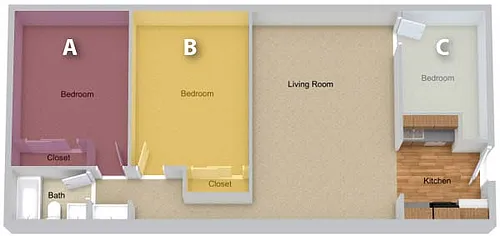 Floor plan By The Bed Pricing - Three Bedroom
