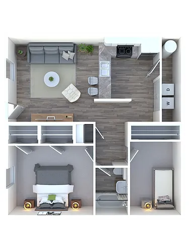 Floor plan 1BR - 1BTH Renovated