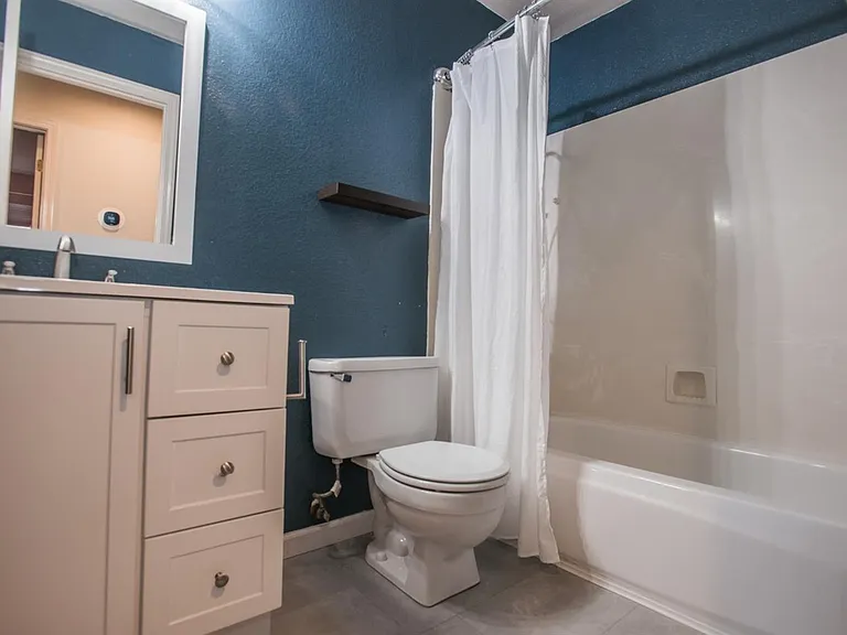 Guest bathroom upgraded with granite countertop